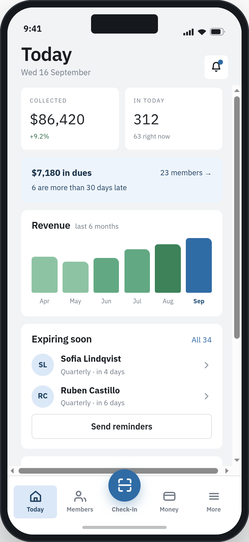FynGym owner app home screen